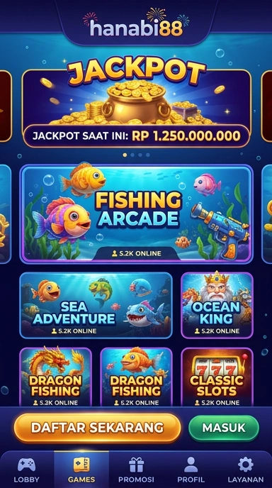 Tampilan antarmuka aplikasi hanabi88 yang modern dan user-friendly.